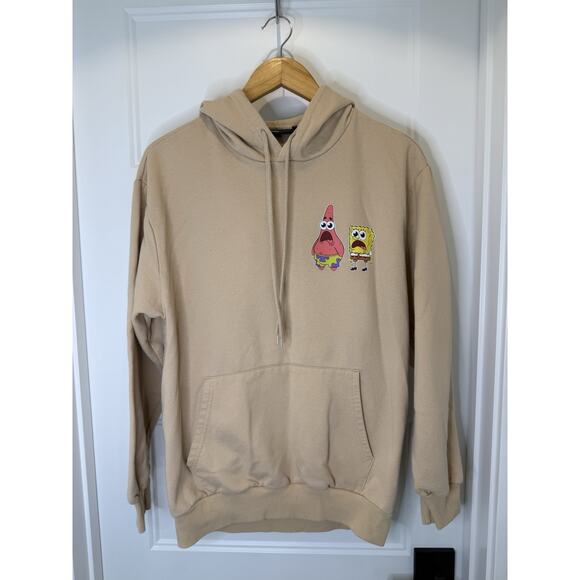 Nickelodeon Sponge Bob Graphic Hoodie Size M Beige Sweatshirt Stephen Hillenburg - Picture 2 of 5